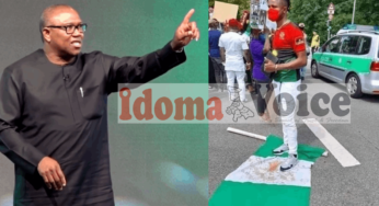 FACT CHECK: Picture of young man stepping on Nigerian flag not Peter Obi’s son