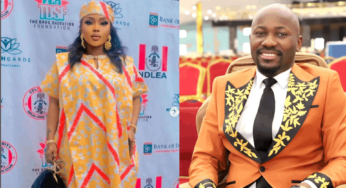 Angela Okorie reacts as Halima Abubakar apologises to Apostle Suleman