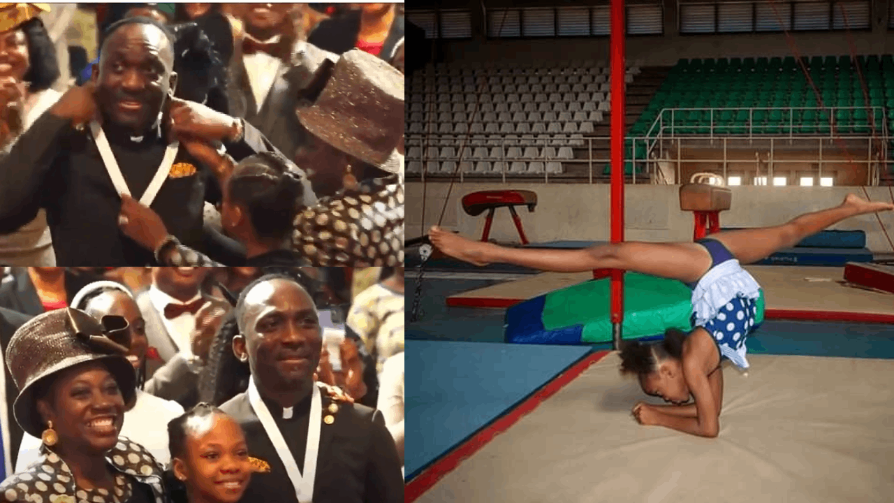 11-year-old national gymnastics champion decorates Pastor Enenche with her medal