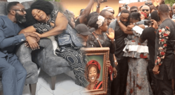 Ada Ameh’s lover breaks down in tears as he watched her body being buried