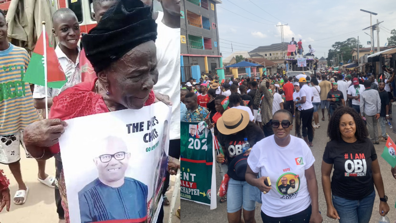 90-year-old woman joins Peter Obi’s mega rally in Onitsha