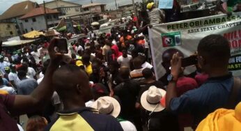 Gridlock in Umuahia as Peter Obi supporters march