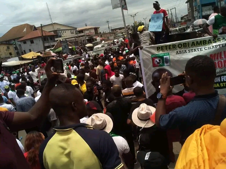 Gridlock in Umuahia as Peter Obi supporters march