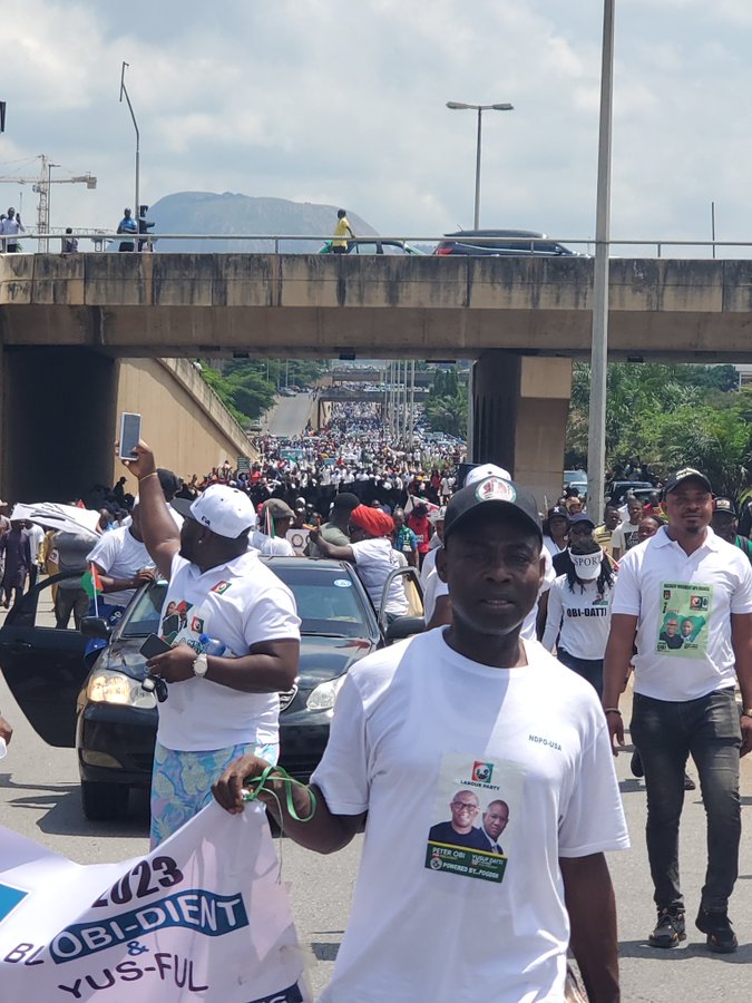 BREAKING: Peter Obi supporters shutdown Abuja with one million man march (photos)