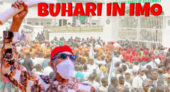 See how Buhari was welcomed to Imo