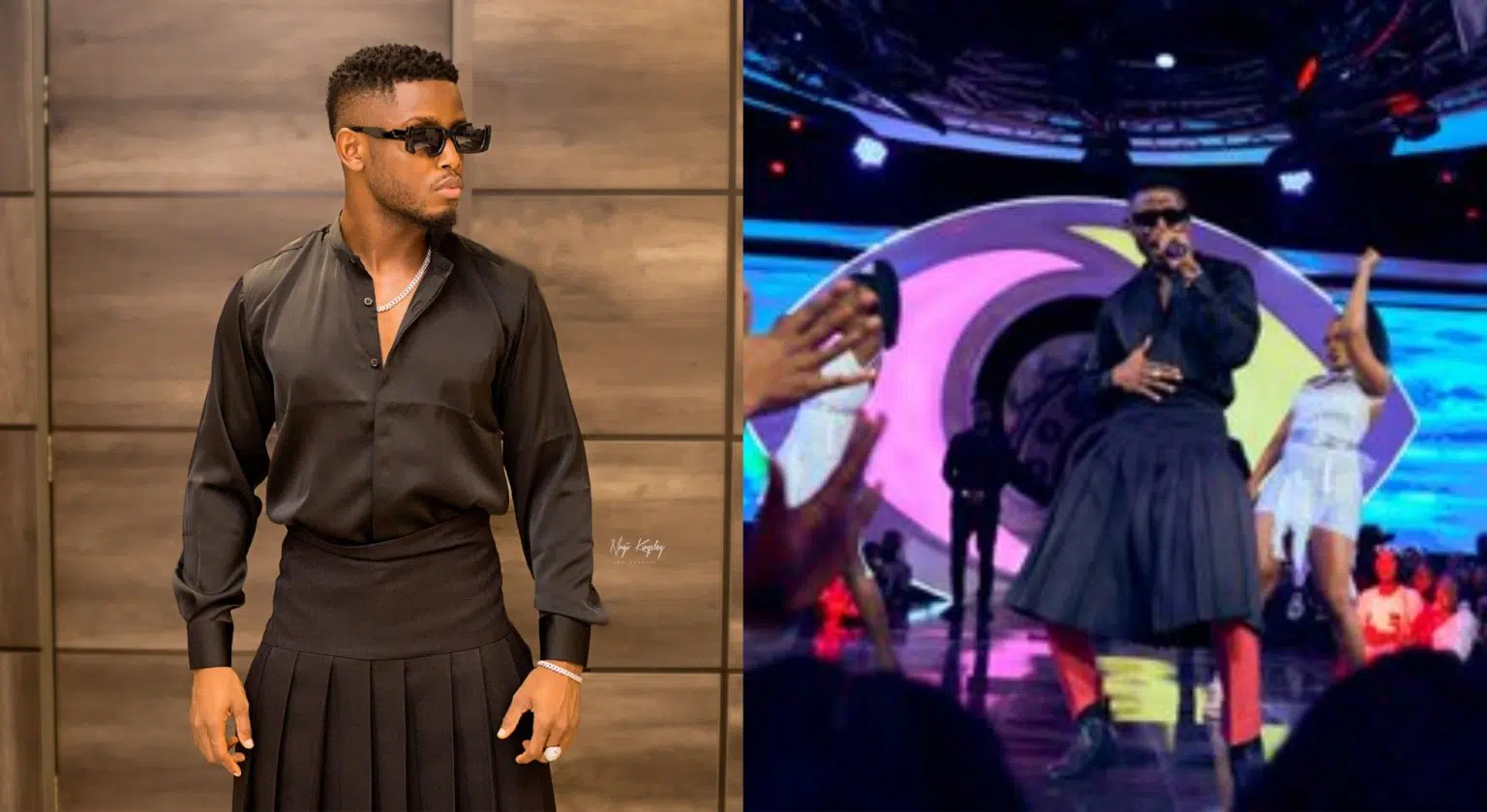 Nigerians react after singer Chike storms BBNaija’s eviction show in skirt