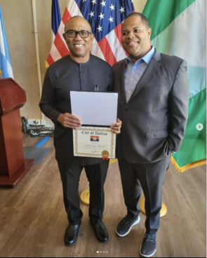 2023 election: Peter Obi conferred with honourary citizenship in Dallas, US (Photos)