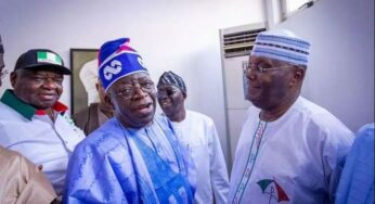 Watch what happened when Tinubu meet Atiku, Iyorchia Ayu at Abuja airport