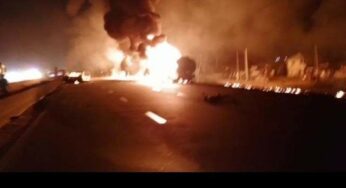 Petrol-laden tanker explodes on Lagos-Ibadan expressway (Photos)