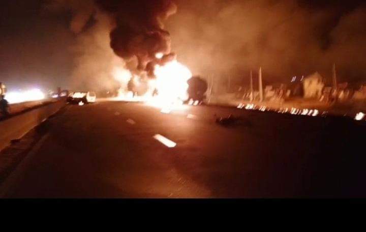 Petrol-laden tanker explodes on Lagos-Ibadan expressway (Photos)
