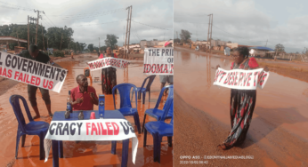 Angry youths hold ‘pool party’ on dilapidated federal road in Otukpo