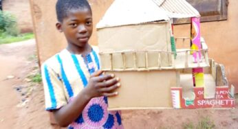 14-year-old Idoma boy, Onuh Micheal constructs 2-storey building using carton