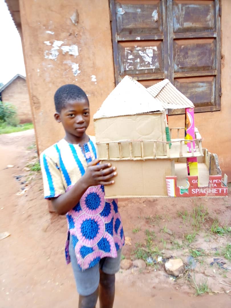 14-year-old Idoma boy, Onuh Micheal constructs 2-storey building using carton
