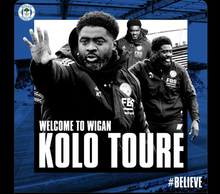Wigan athletic appoints Kolo Toure as head coach