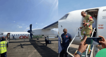 Peter Obi arrives Benue in customized ‘Obidient’ private jet