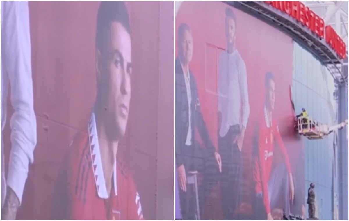 Fans react as Man Utd remove Ronaldo’s picture from Old Trafford