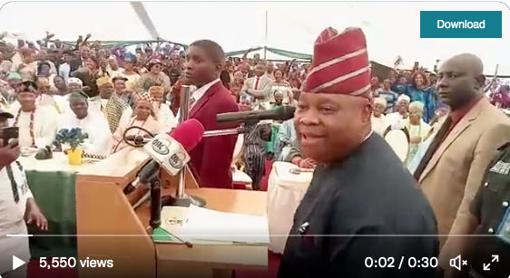 VIDEO: Adeleke dances to Buga on First Day in office as Osun Gov
