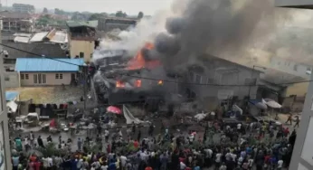 Popular Tejuosho textile market in Lagos on fire