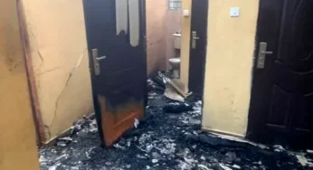 BREAKING: Suspected hoodlums set INEC office on fire in Ogun