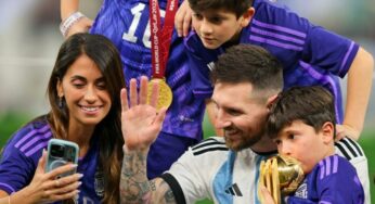 Messi celebrates World Cup win with family (Photos)