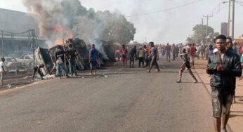 BREAKING: Petrol tanker explodes in Benue community (Pictures)