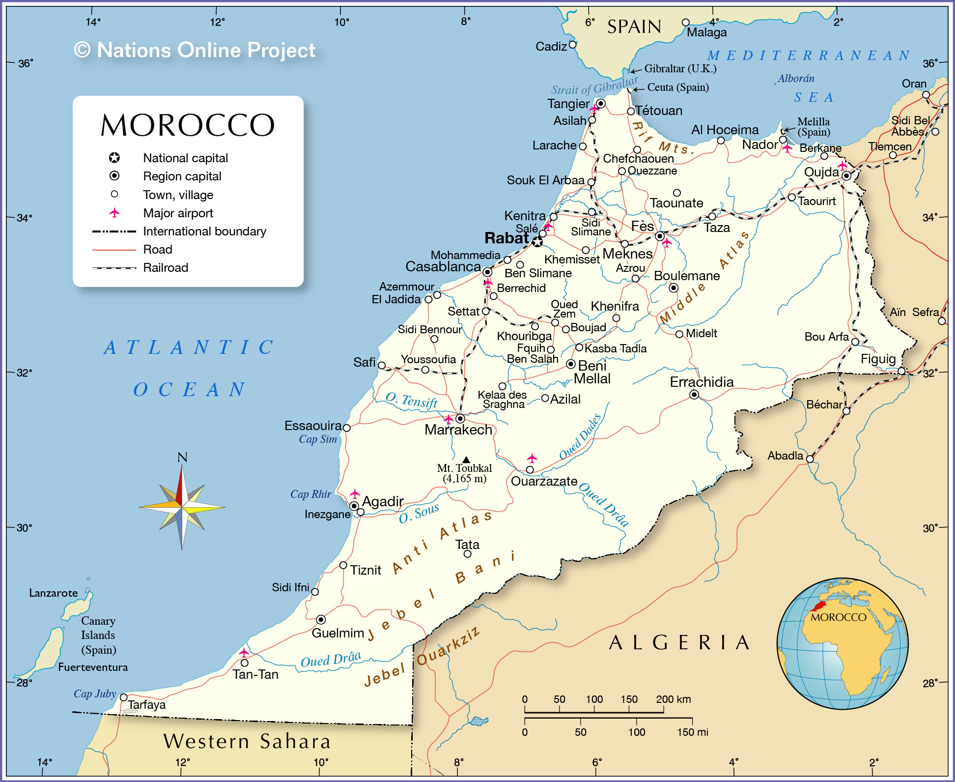 Morocco Political Map 