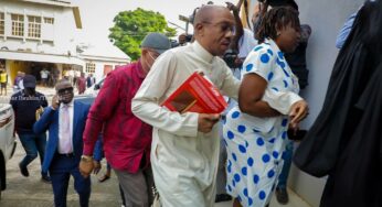 Drama as Godwin Emefiele arrives court with bible ( Photos)