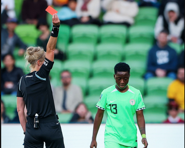 First red card of #FIFAWWC goes to 19-year-old Deborah Abiodun