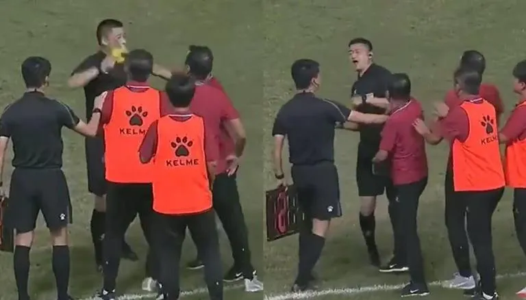 Chinese football coach apologizes for slapping referee during match