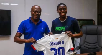 Super Flacon’s Oshoala pays courtesy visit to Remo Stars club