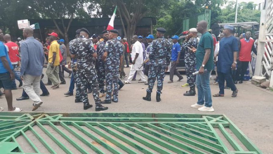Protesters break down National Assembly gate, force way into premises