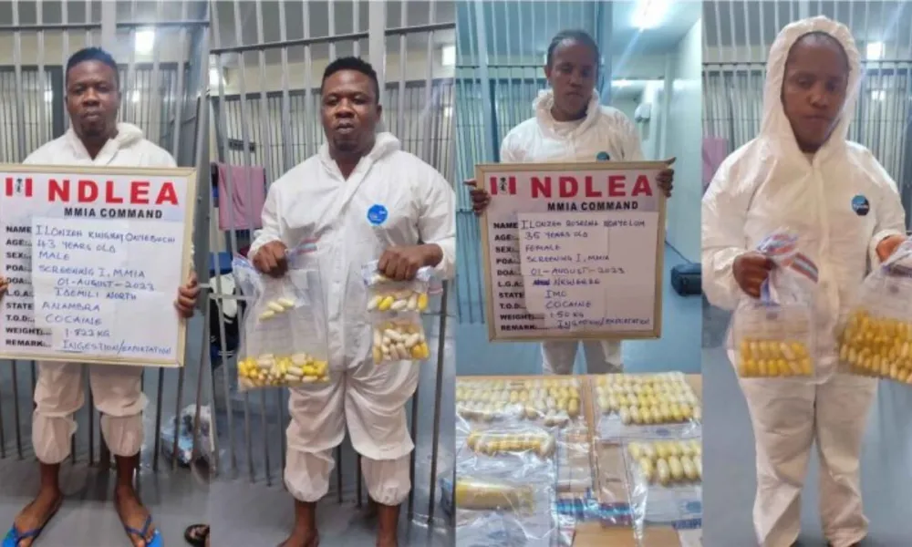 NDLEA arrests pretend couple with 3.322 kg of cocaine