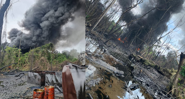 Operation Delta Safe troops destroy illegal refining site