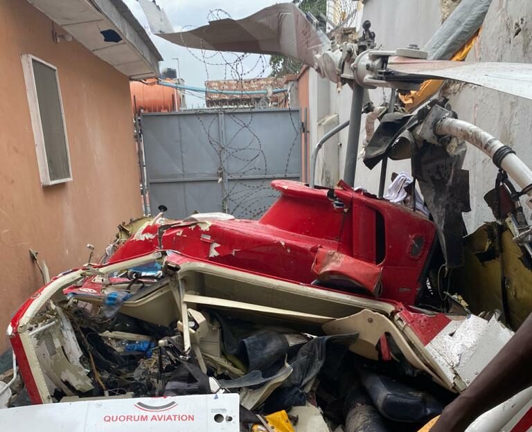 Helicopter collides with building in Lagos