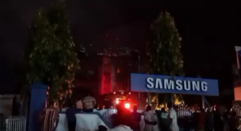 Hoodlums attack personnel as fire engulfs Samsung Showroom in Abuja (Video)