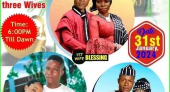 BREAKING: Benue man, Tersugh Aondona set to marry three wives same day