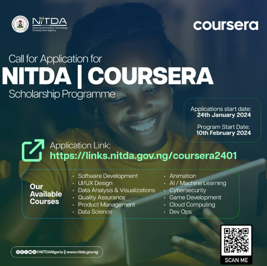 NITDA/COURSERA Scholarship applications open (How to apply)