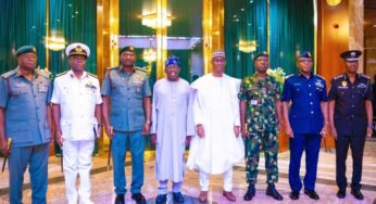 Tinubu meets service chiefs in Presidential Villa