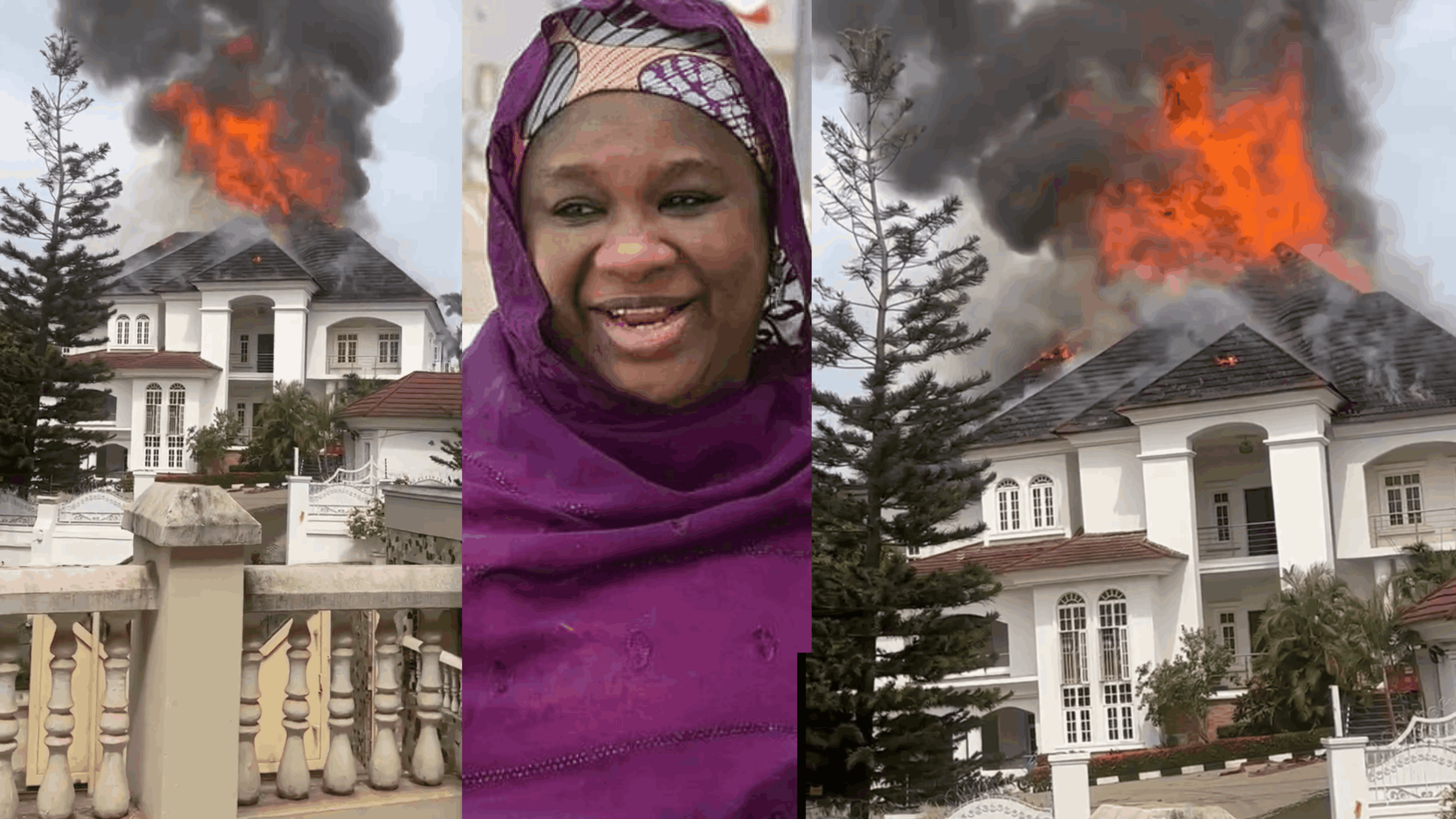 Watch Video as fire burns down FCT Minister House in Abuja