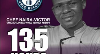 Benue Chef, Naira Victor sets new record after cooking for 135 Hours