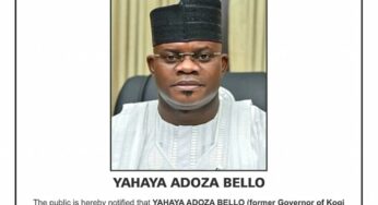 EFCC declares Yahaya Bello wanted