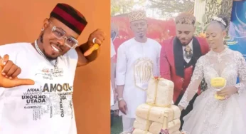 Popular comedian, Uncle Wowo shuns cake, cuts loaves of bread on wedding day