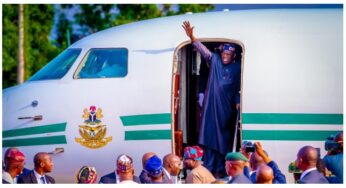 Tinubu returns from AU meeting in Ghana