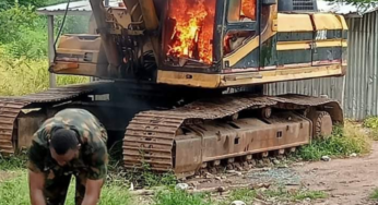 Taskforce sets illegal mining camp on fire in Wukari, Taraba (Photos)