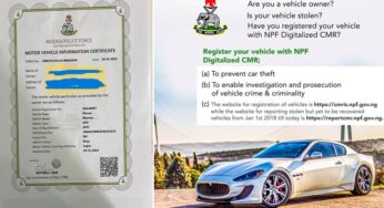 How to apply for Nigeria Police e-CMR certificate online for vehicle owners