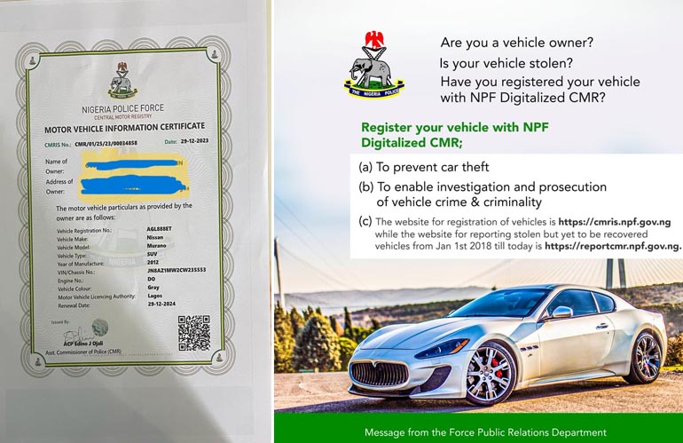 How to apply for Nigeria Police e-CMR certificate online for vehicle owners