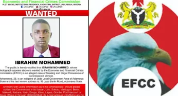 26-year-old man declared wanted for stealing EFCC vehicle