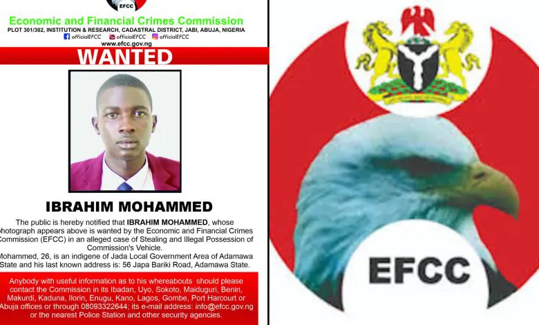 26-year-old man declared wanted for stealing EFCC vehicle