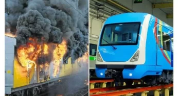 BREAKING: Fire breaks out on Lagos Blue Line rail track