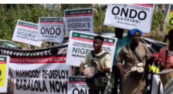 Protests rock INEC Headquarters as Ondo youths demand reinstatement of REC, Oluwatoyin Babalola